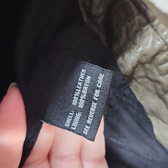 Blanc Noir Brown Genuine Leather Moto Style Jacket Buckles Zippers Detail Quiltd - Picture 8 of 15